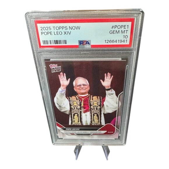 2025 TOPPS NOW #POPE1 POPE LEO XIV PSA 10  CATHOLIC PRIEST - Picture 1 of 2